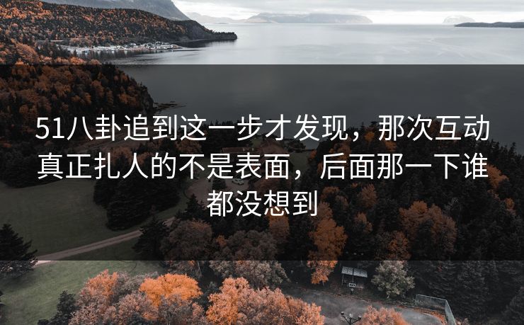 51八卦追到这一步才发现，那次互动真正扎人的不是表面，后面那一下谁都没想到