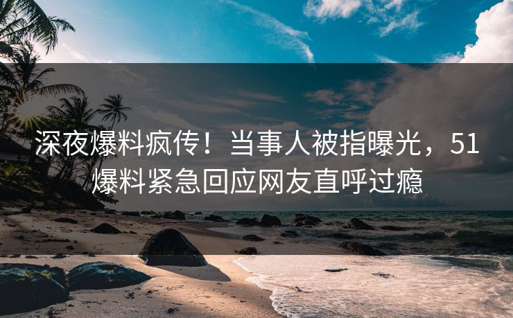 深夜爆料疯传！当事人被指曝光，51爆料紧急回应网友直呼过瘾